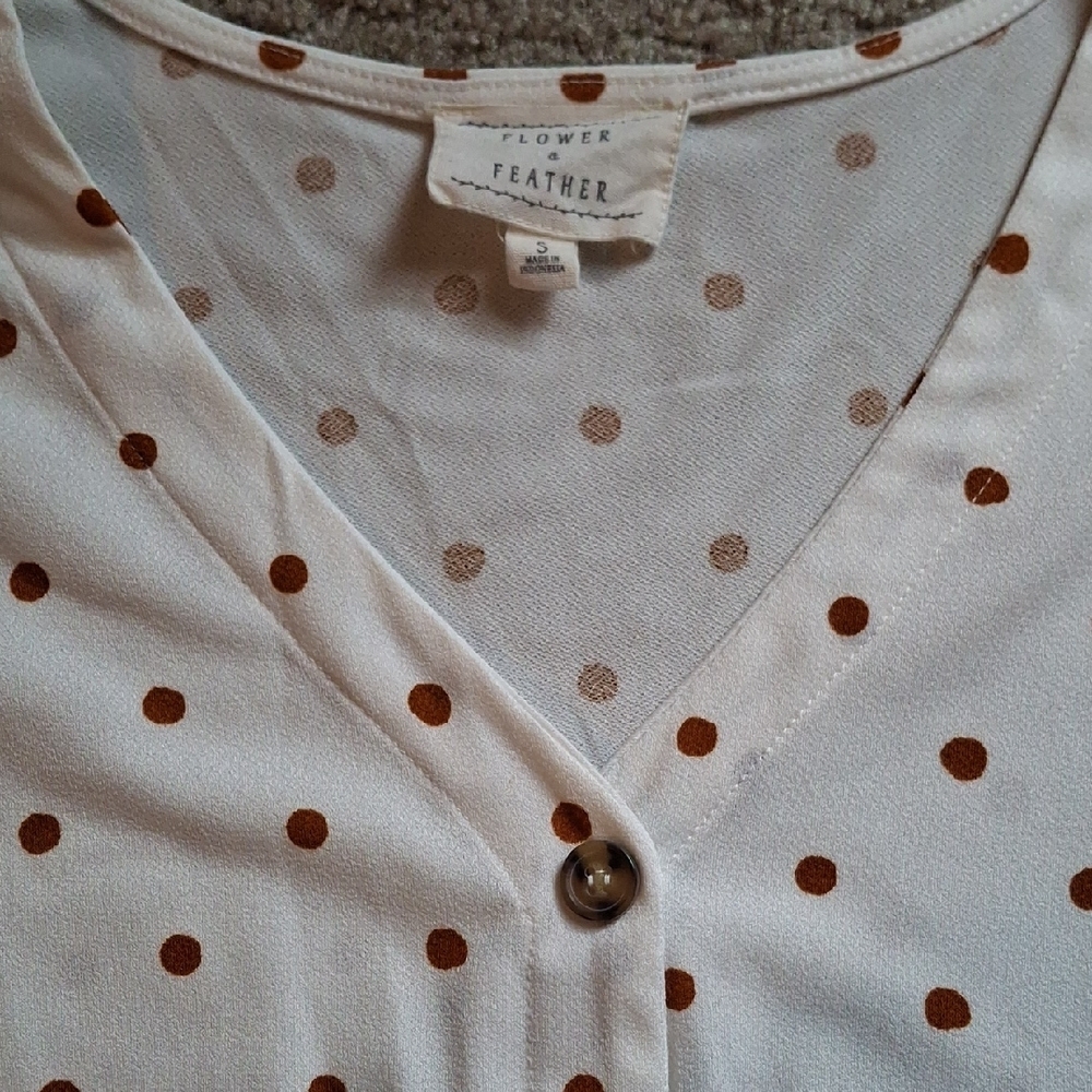 Polka Dot Button-Down Women's Top - Picture 3 of 3
